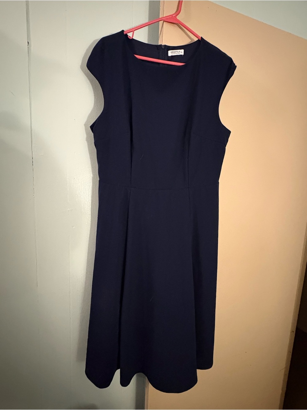 Sleeveless Navy A-Line Day Dress
